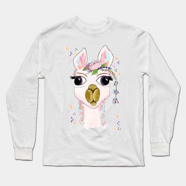 Llama Long Sleeve T-Shirt by cassi-b-designs